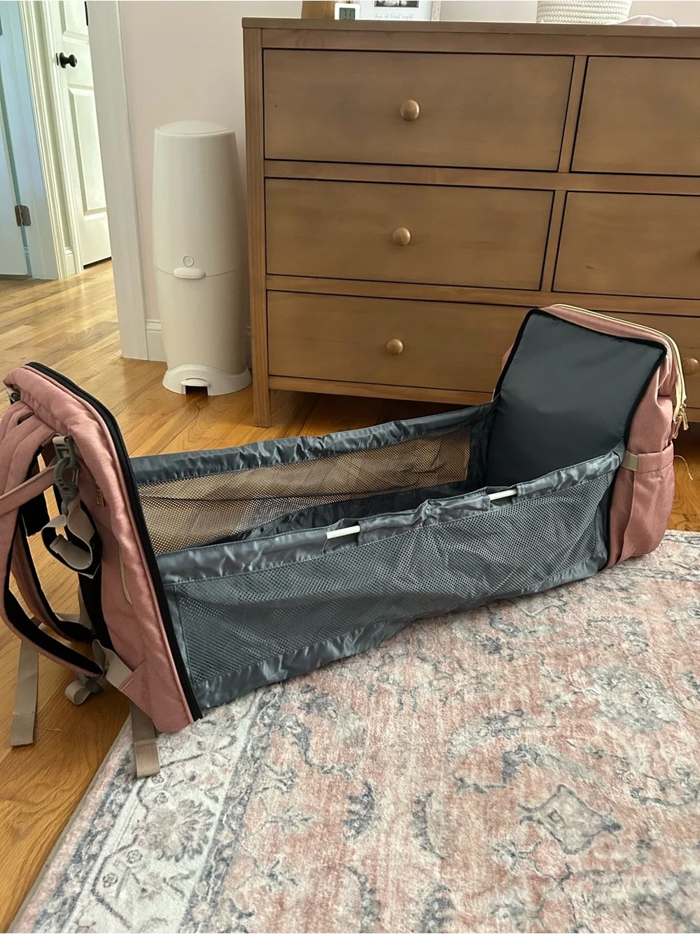 Expandable Diaper Backpack- Pink/Gold
